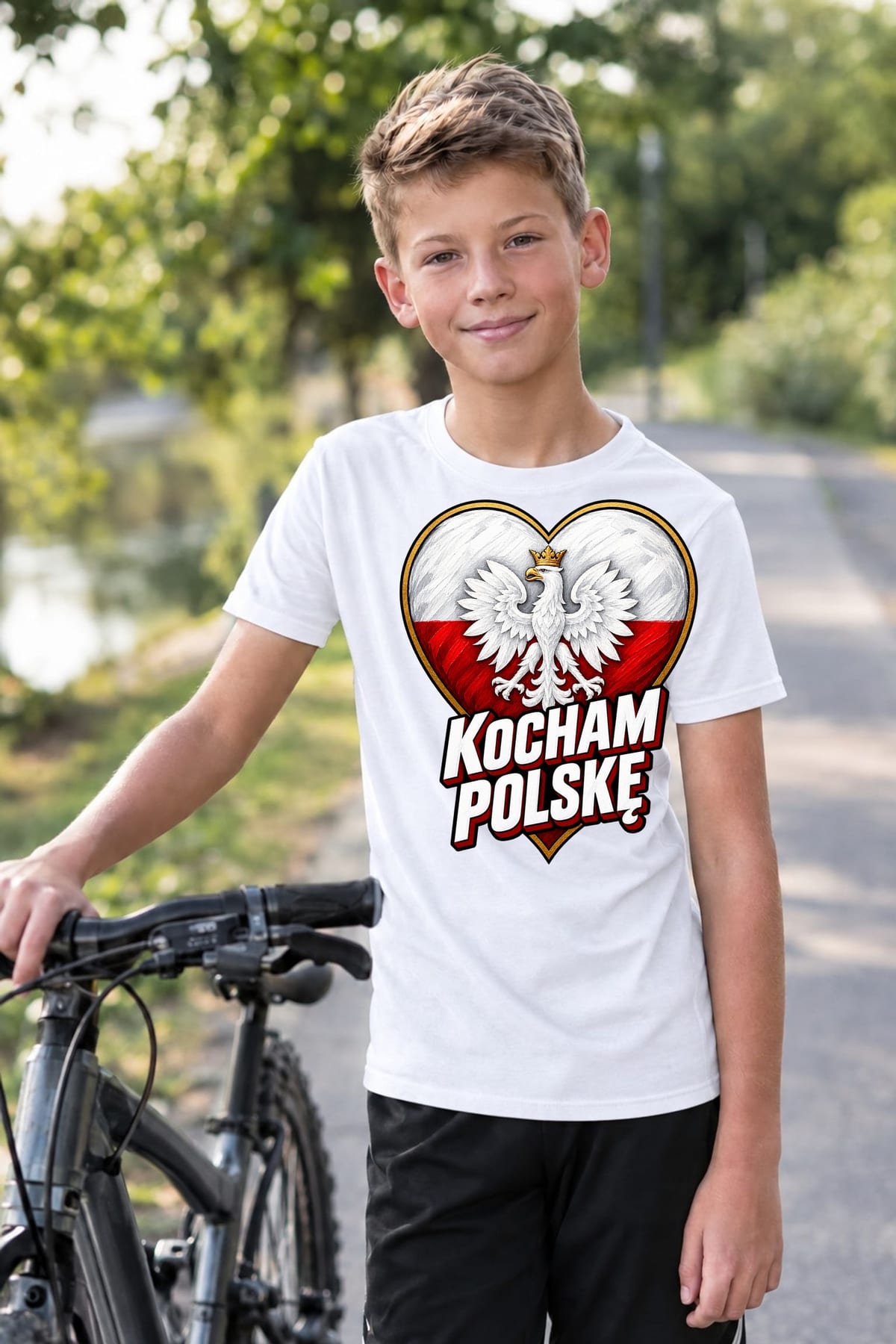 Koszulka patriotyczna dla dziecka dla chłopca biała Kocham Polskę, zdjęcie 4