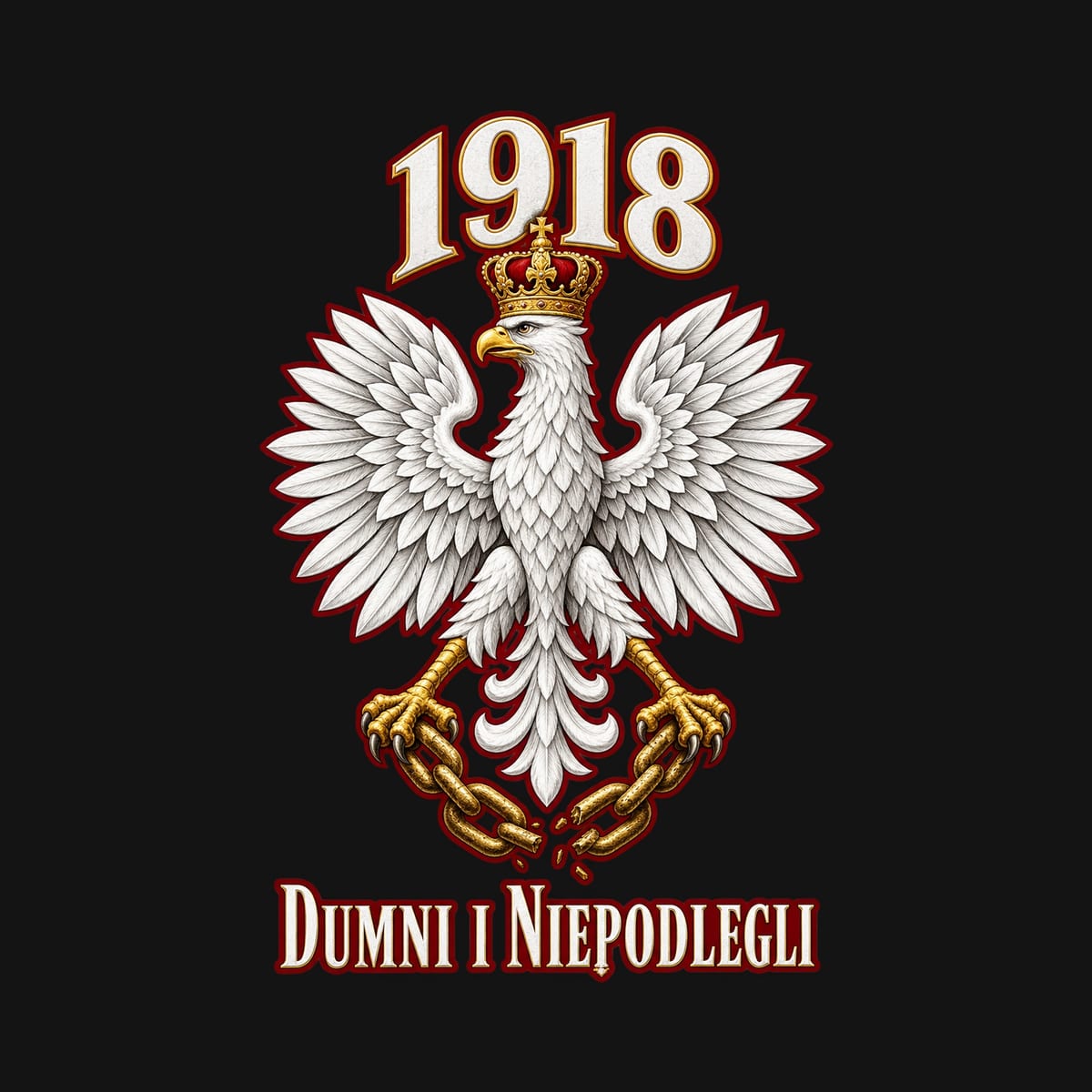Koszulka patriotyczna dla chłopca czarna Orzeł w koronie 1918, zdjęcie 2