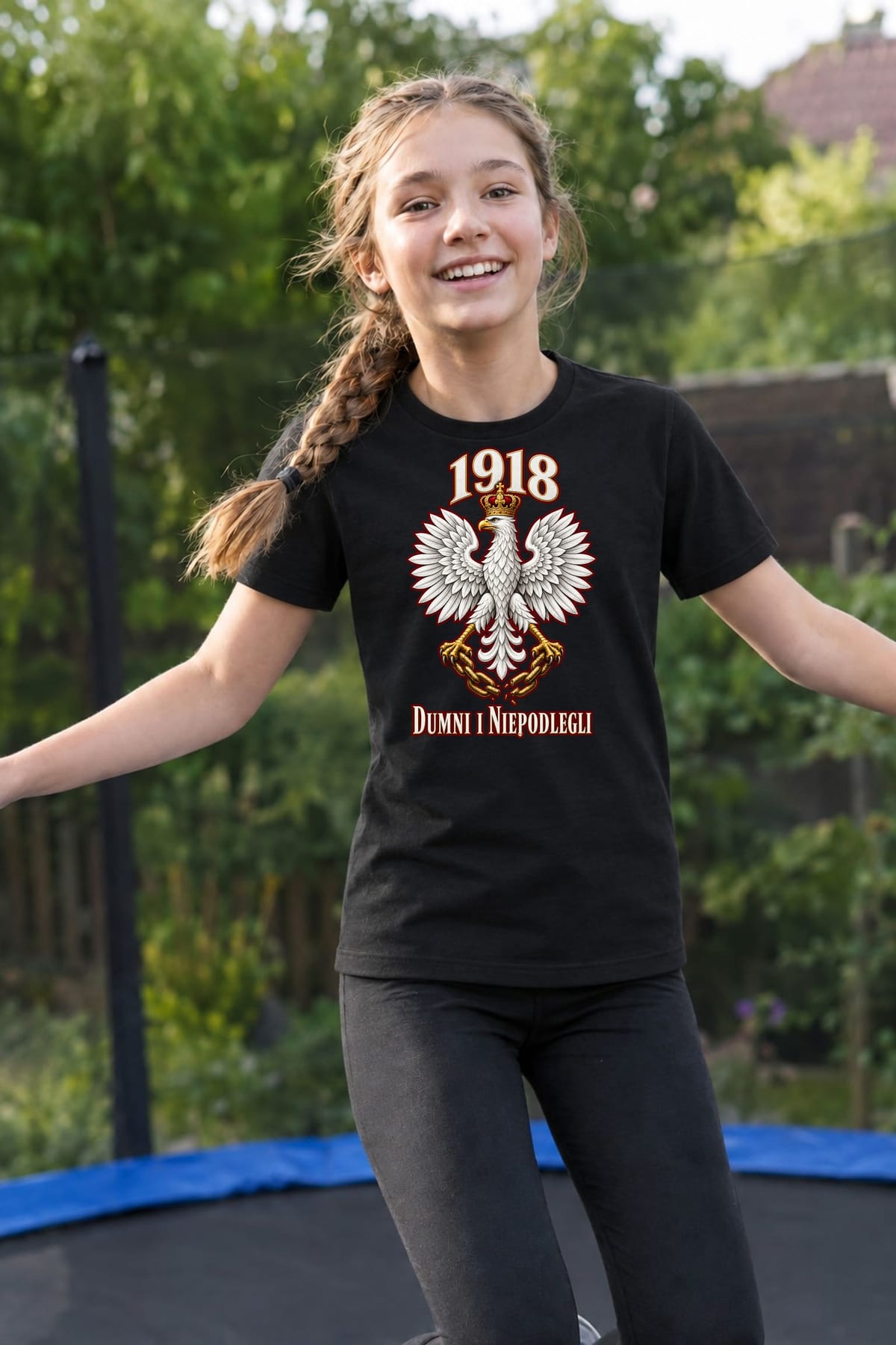 Koszulka patriotyczna dla dziewczynki czarna Orzeł w koronie 1918, zdjęcie 4