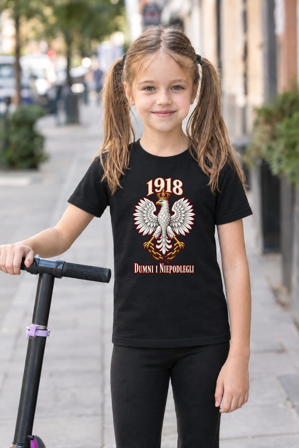 Koszulka patriotyczna dla dziewczynki czarna Orzeł w koronie 1918, zdjęcie 8