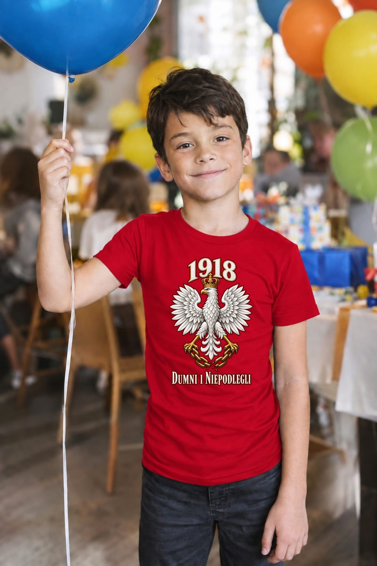 Koszulka patriotyczna dla chłopca czerwona Orzeł w koronie 1918, zdjęcie 4