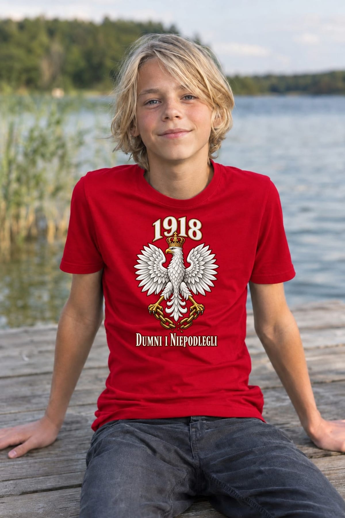 Koszulka patriotyczna dla chłopca czerwona Orzeł w koronie 1918, zdjęcie 6