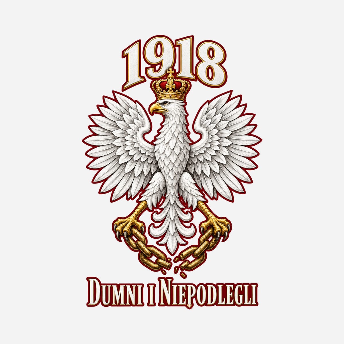 Koszulka patriotyczna dla dziewczynki czerwona Orzeł w koronie 1918, zdjęcie 2