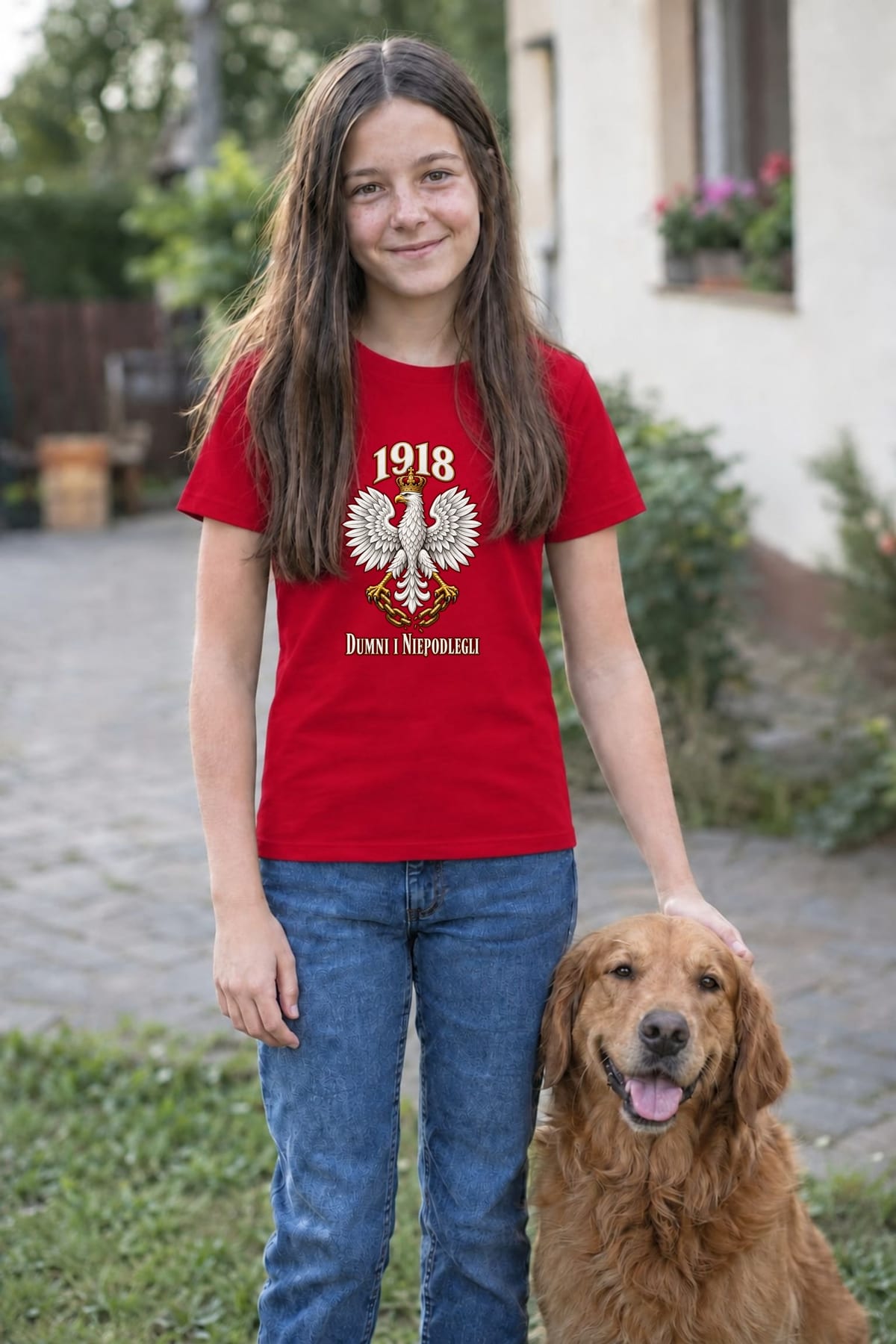 Koszulka patriotyczna dla dziewczynki czerwona Orzeł w koronie 1918, zdjęcie 3