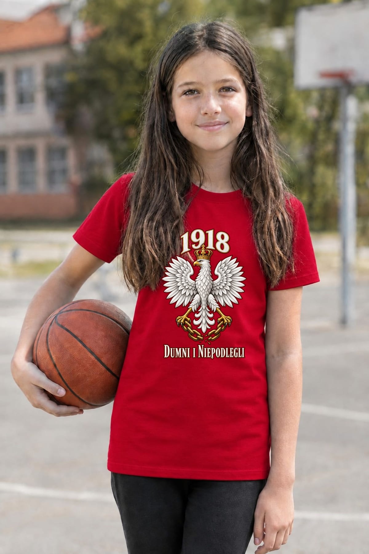 Koszulka patriotyczna dla dziewczynki czerwona Orzeł w koronie 1918, zdjęcie 4
