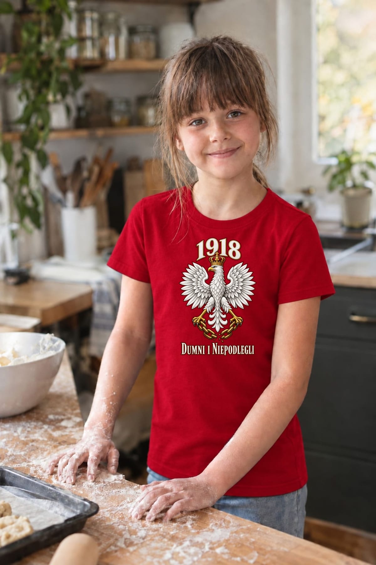 Koszulka patriotyczna dla dziewczynki czerwona Orzeł w koronie 1918, zdjęcie 5
