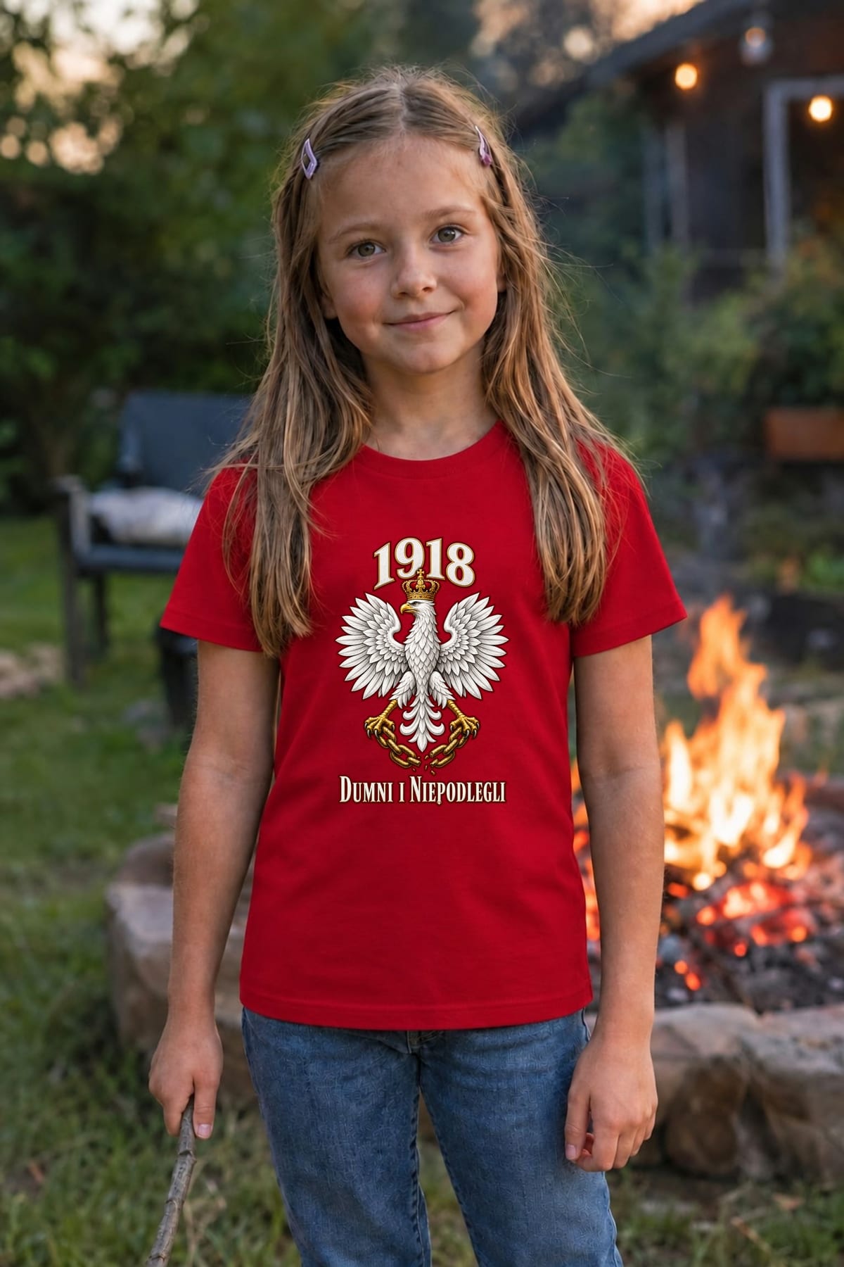 Koszulka patriotyczna dla dziewczynki czerwona Orzeł w koronie 1918, zdjęcie 7