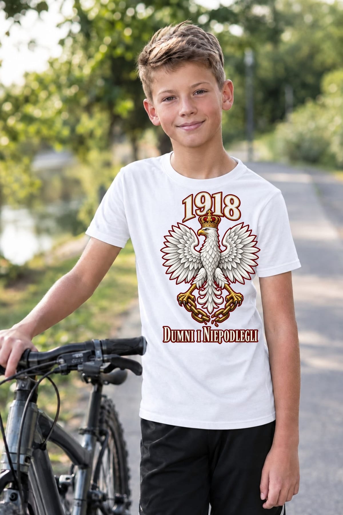 Koszulka patriotyczna dla chłopca biała Orzeł w koronie 1918, zdjęcie 3