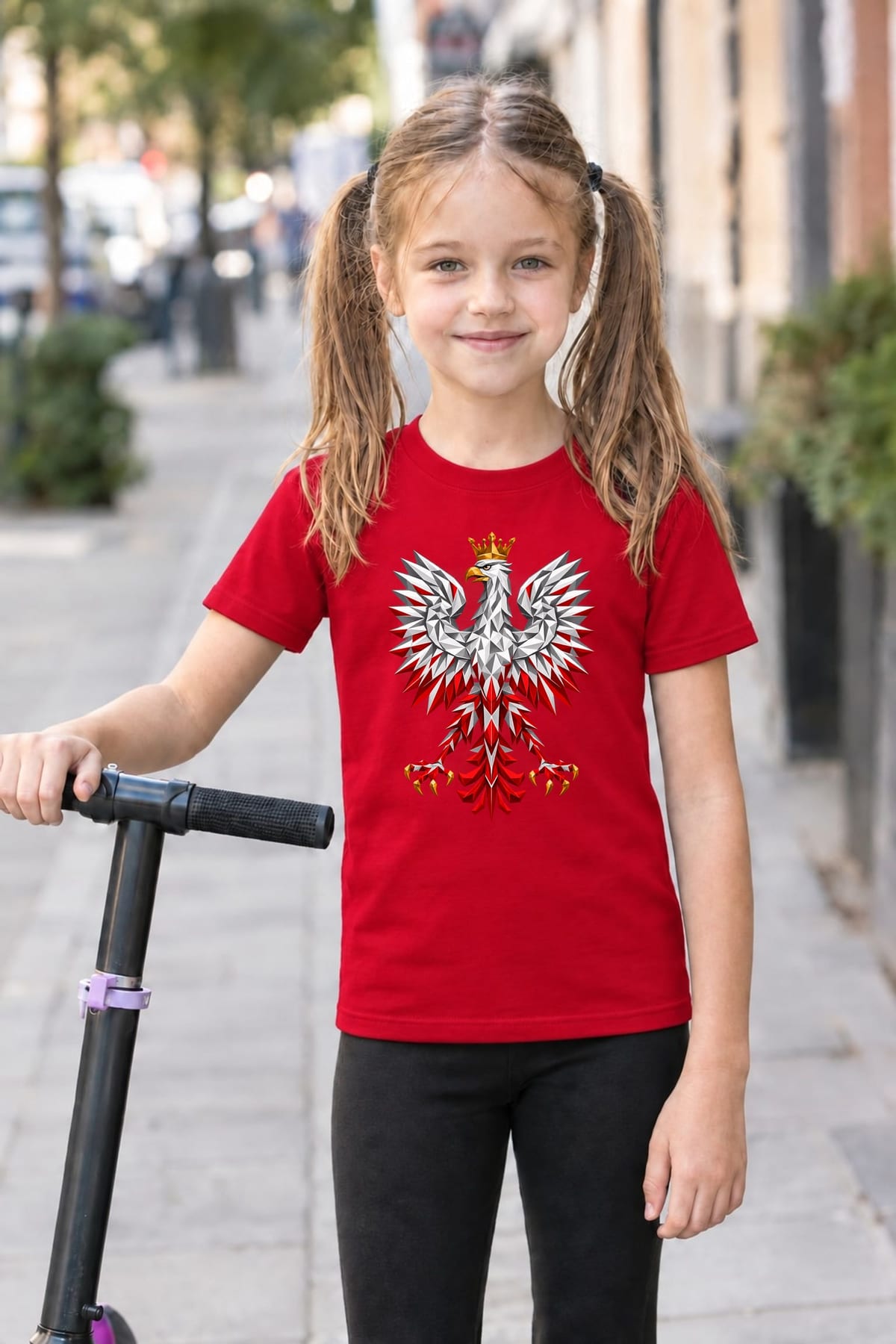 Koszulka patriotyczna dla dziecka dla dziewczynki czerwona orzeł, zdjęcie 3