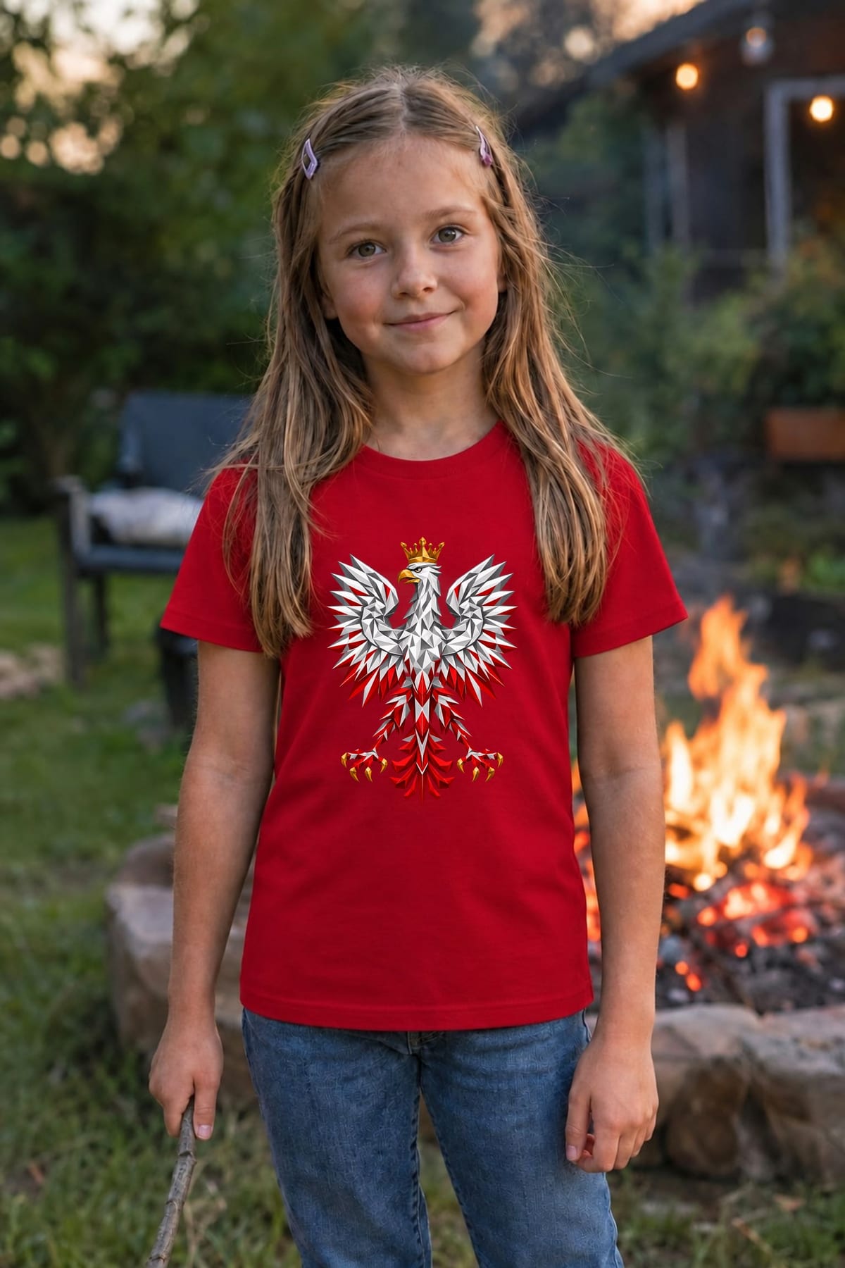 Koszulka patriotyczna dla dziecka dla dziewczynki czerwona orzeł, zdjęcie 4