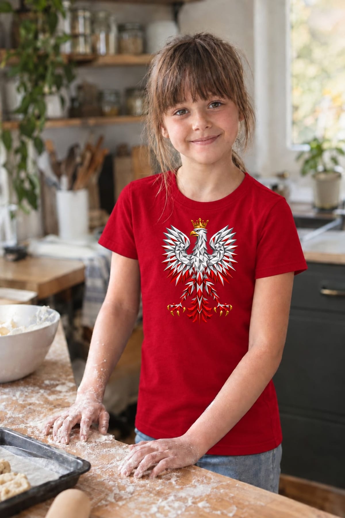 Koszulka patriotyczna dla dziecka dla dziewczynki czerwona orzeł, zdjęcie 5