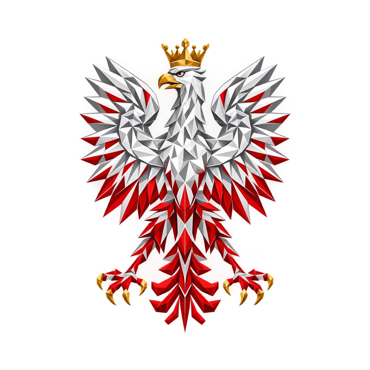 Koszulka patriotyczna dla dziecka dla dziewczynki biała orzeł geometryczny, zdjęcie 2