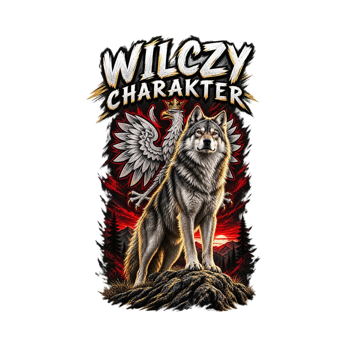 Koszulka patriotyczna dla dziecka dla dziewczynki biała Wilczy charakter, zdjęcie 2