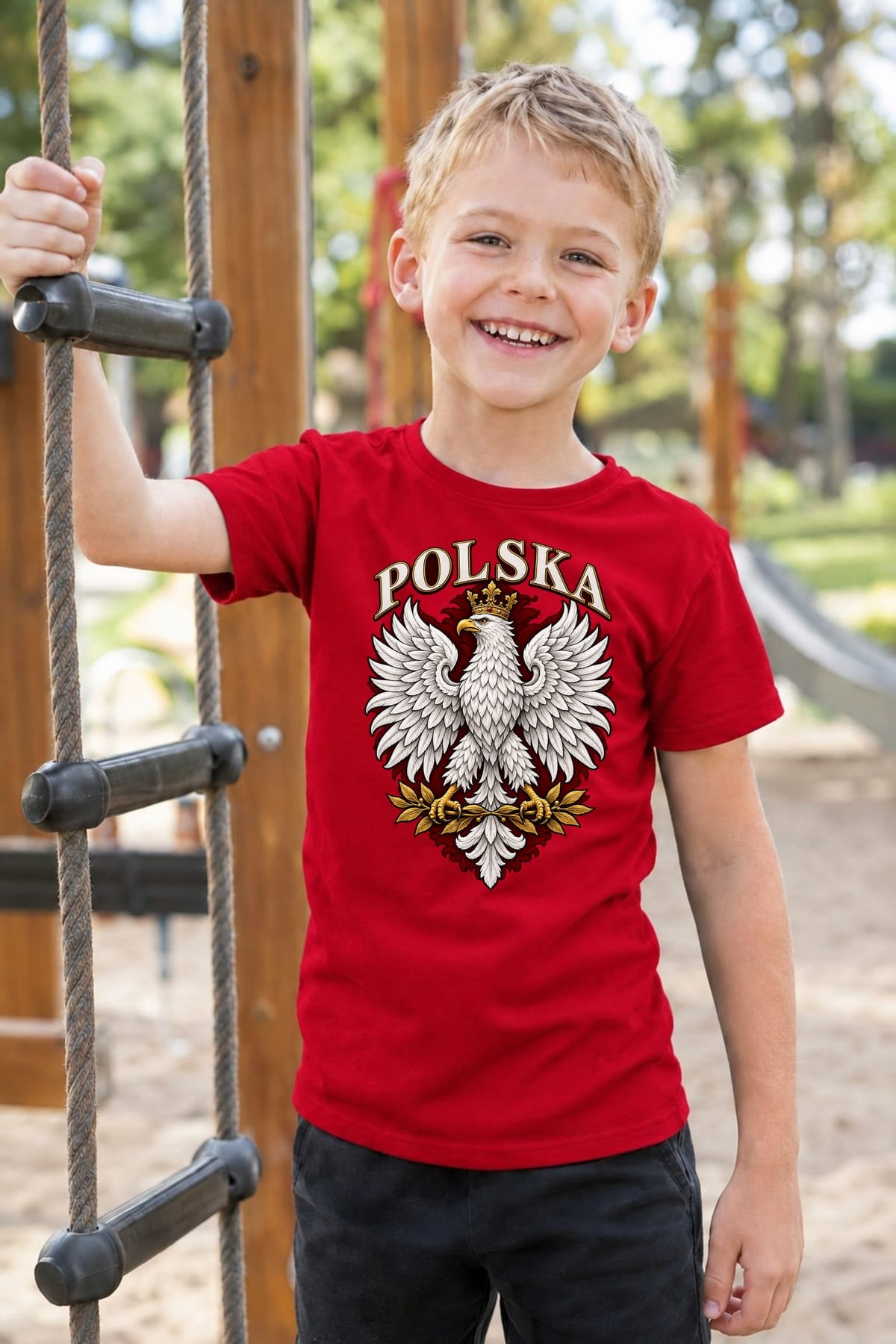 Koszulka patriotyczna dla dziecka dla chłopca czerwona Orzeł Polska, zdjęcie 4
