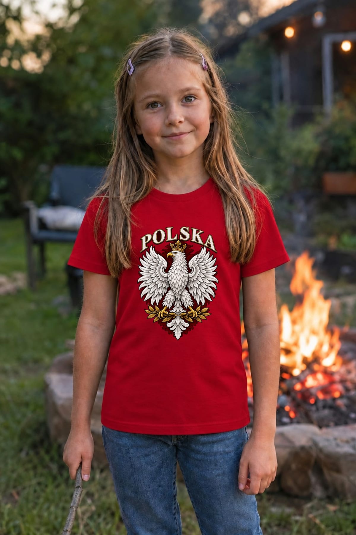 Koszulka patriotyczna dla dziecka dla dziewczynki czerwona Orzeł Polska, zdjęcie 5