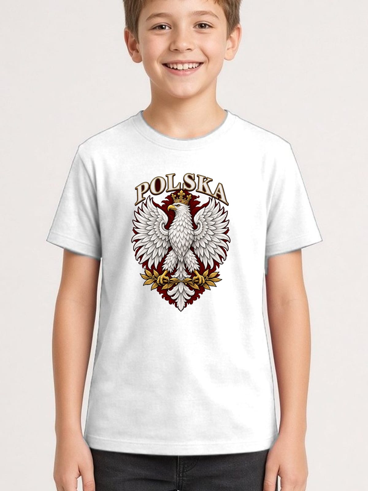 Koszulka patriotyczna dla dziecka dla chłopca biała Orzeł Polska, zdjęcie 1