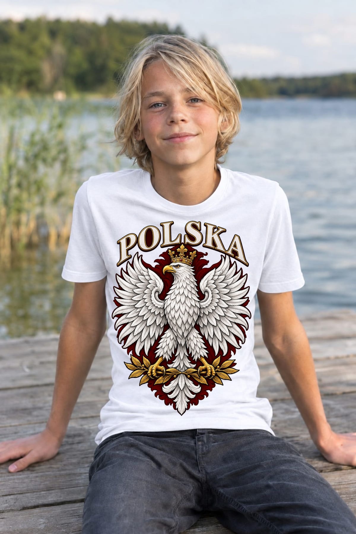Koszulka patriotyczna dla dziecka dla chłopca biała Orzeł Polska, zdjęcie 8