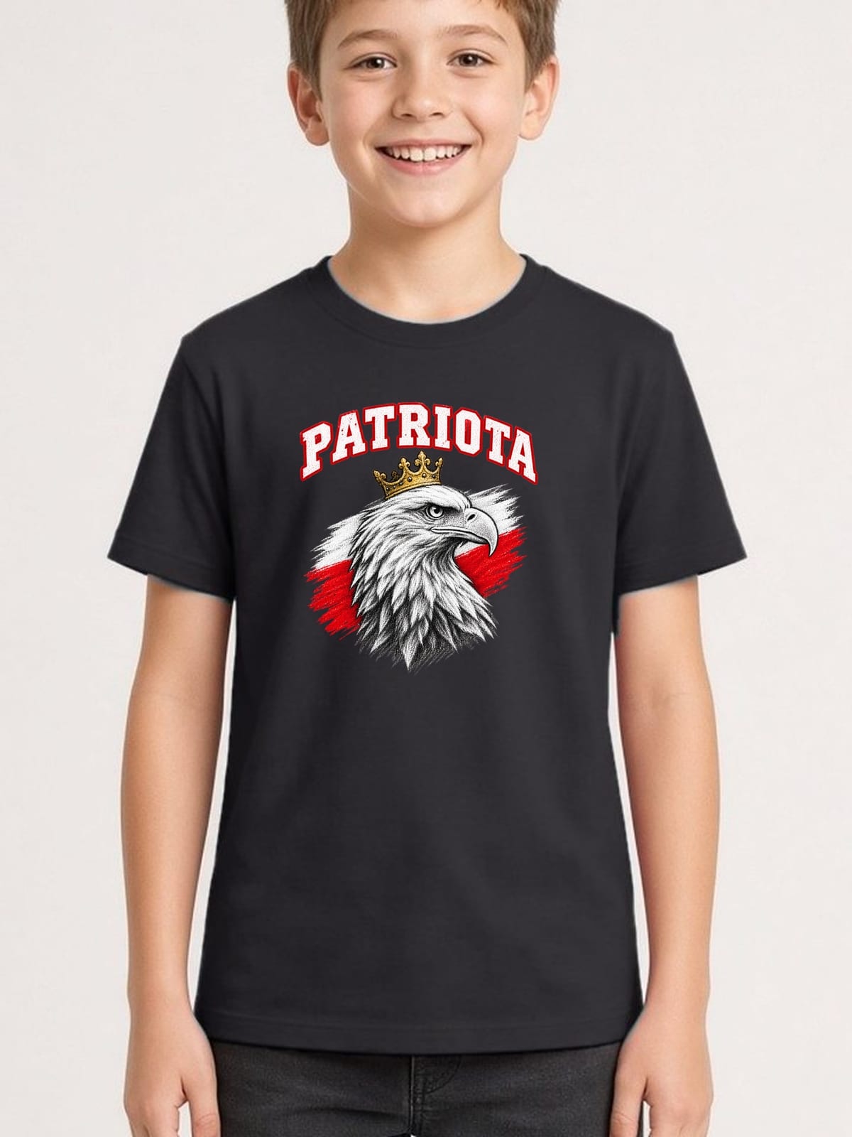 Koszulka patriotyczna dla dziecka dla chłopca czarna Patriota orzeł z, zdjęcie 1