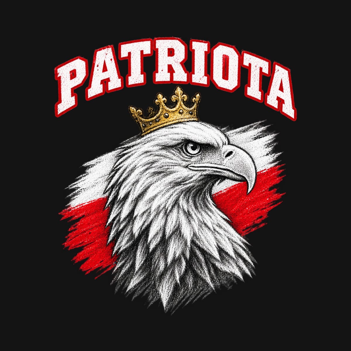 Koszulka patriotyczna dla dziecka dla dziewczynki czarna Patriota z koroną, zdjęcie 2