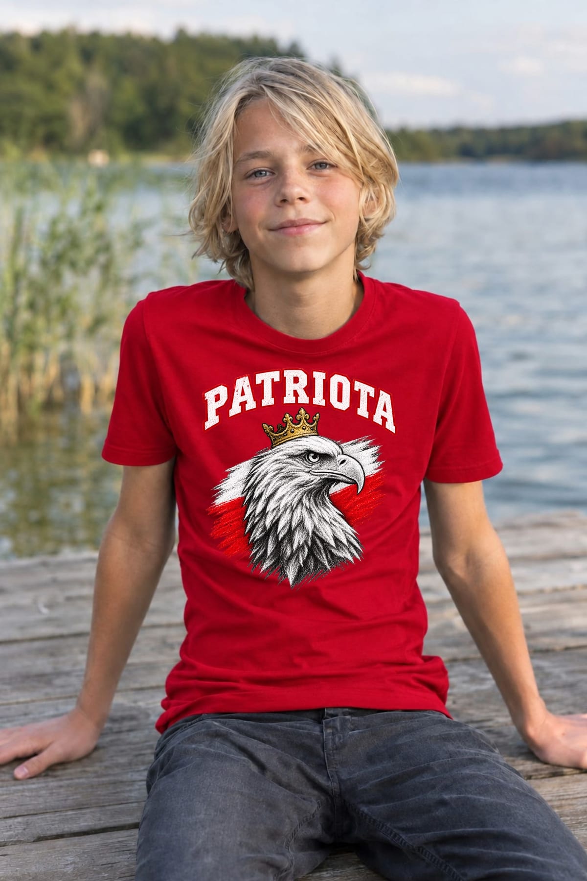 Koszulka patriotyczna dla dziecka dla chłopca czerwona Patriota orzeł z, zdjęcie 4