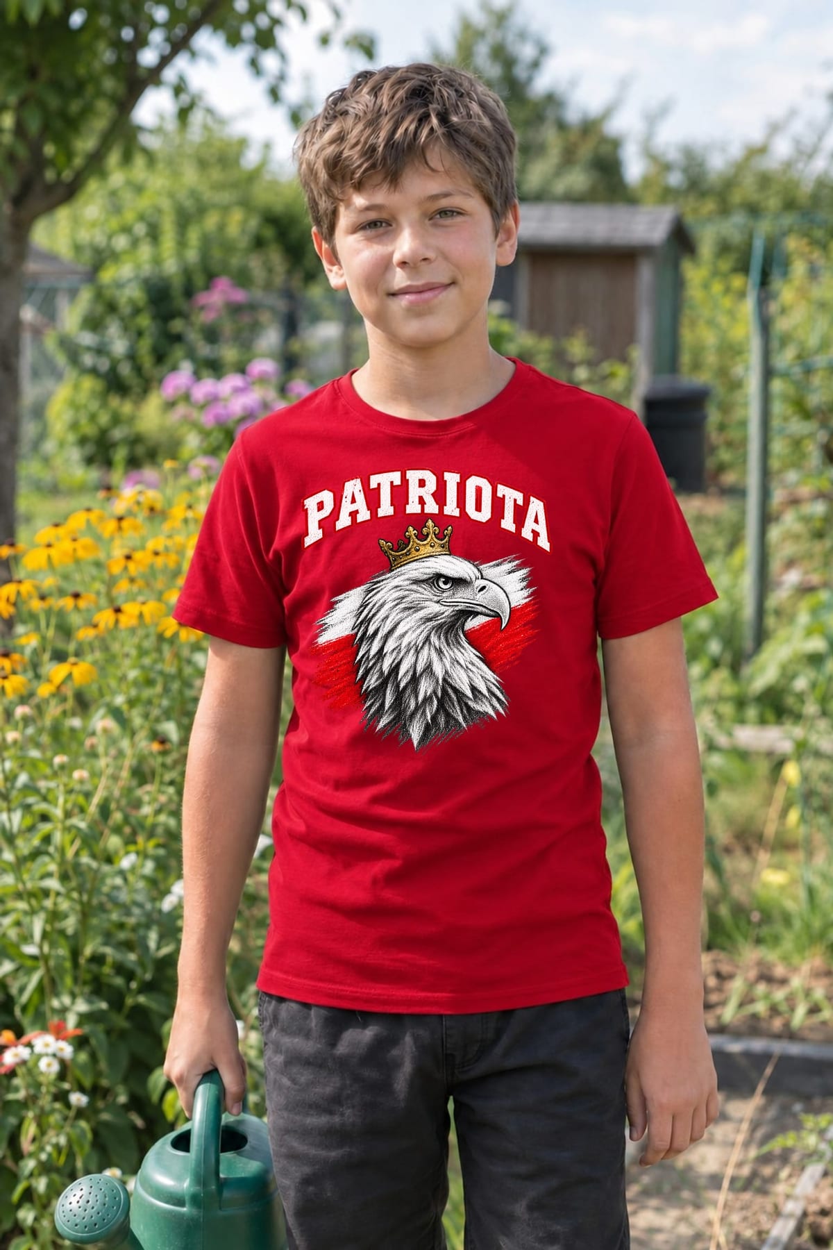 Koszulka patriotyczna dla dziecka dla chłopca czerwona Patriota orzeł z, zdjęcie 5