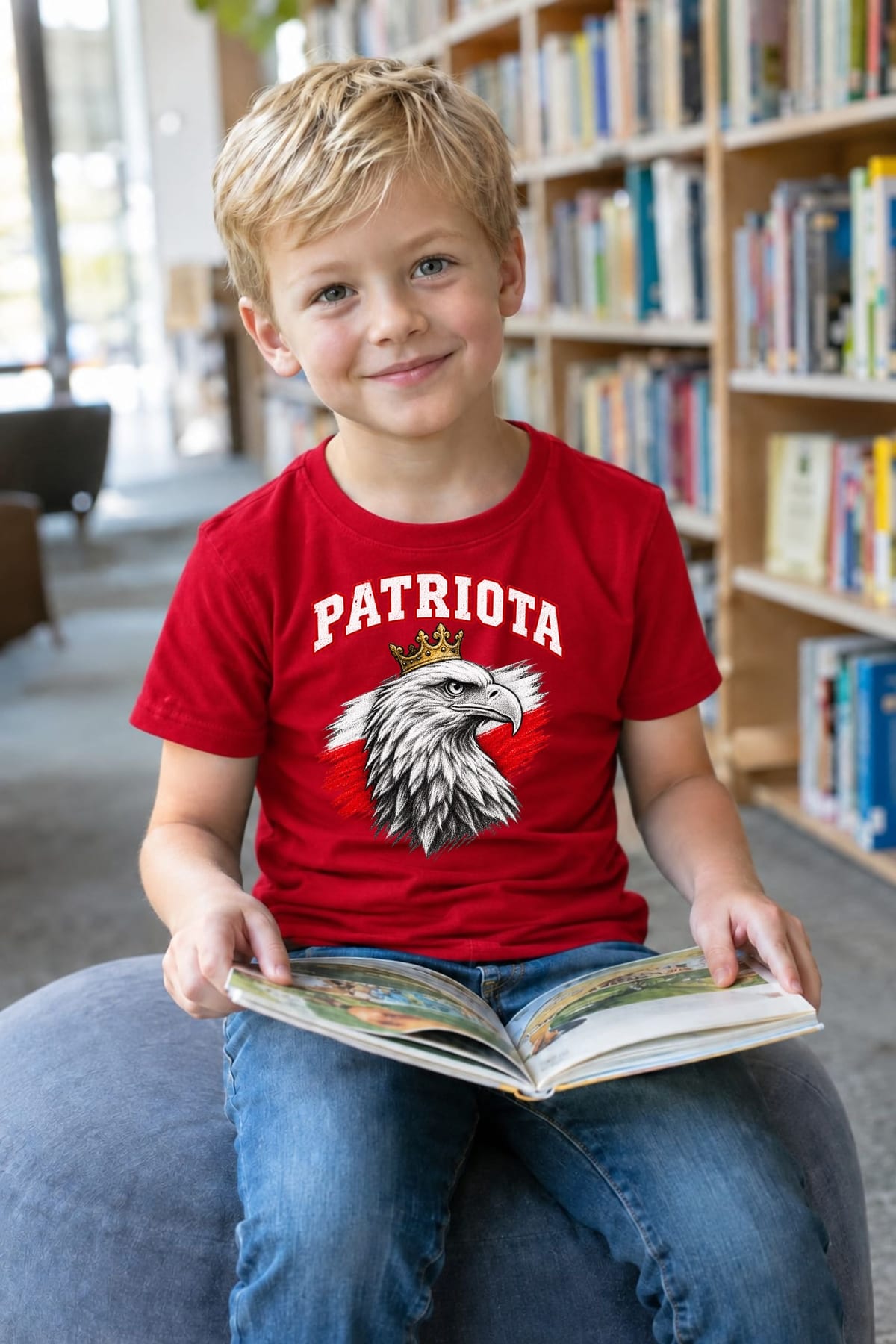 Koszulka patriotyczna dla dziecka dla chłopca czerwona Patriota orzeł z, zdjęcie 6