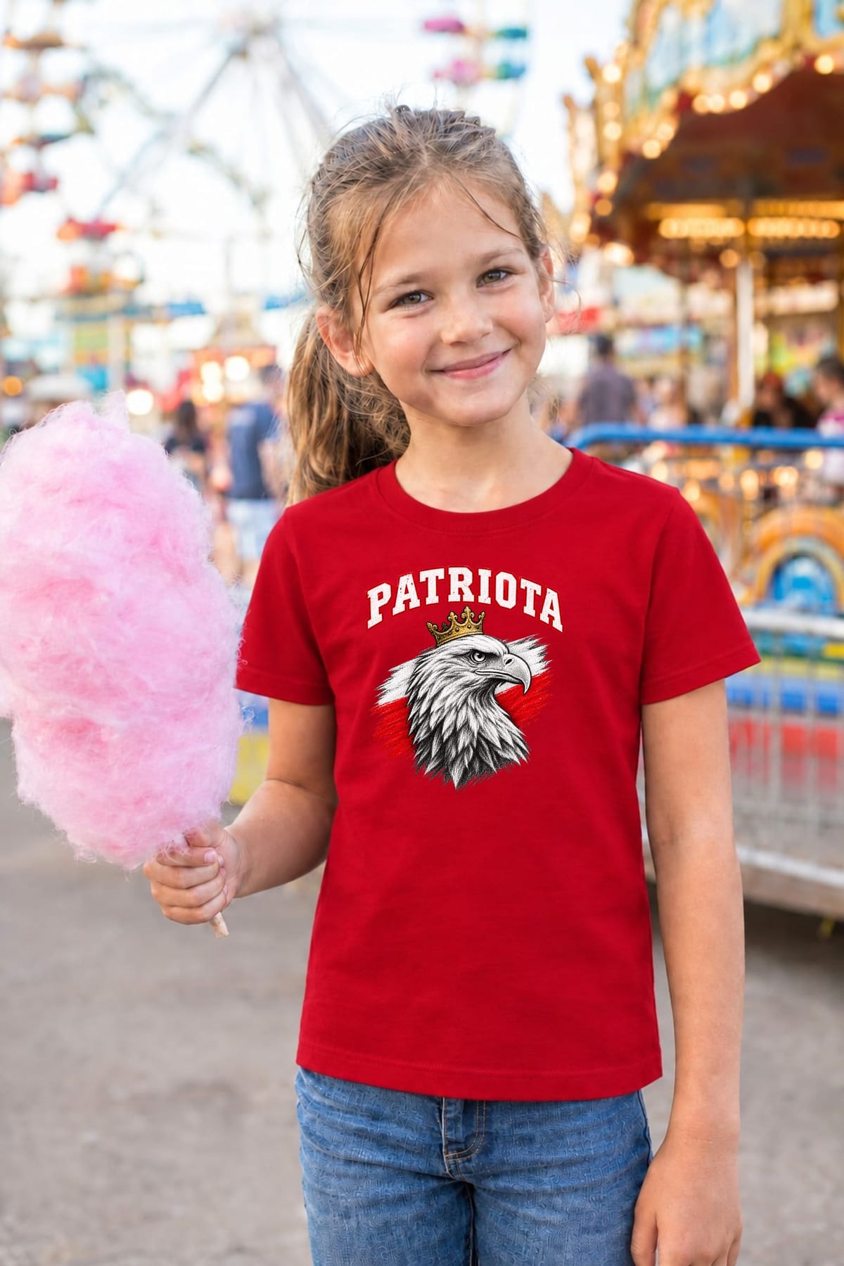 Koszulka patriotyczna dla dziecka dla dziewczynki czerwona Patriota z, zdjęcie 3