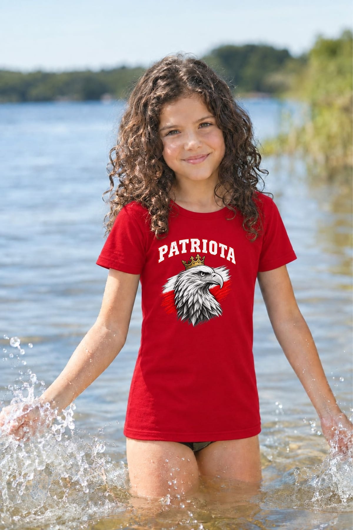 Koszulka patriotyczna dla dziecka dla dziewczynki czerwona Patriota z, zdjęcie 8