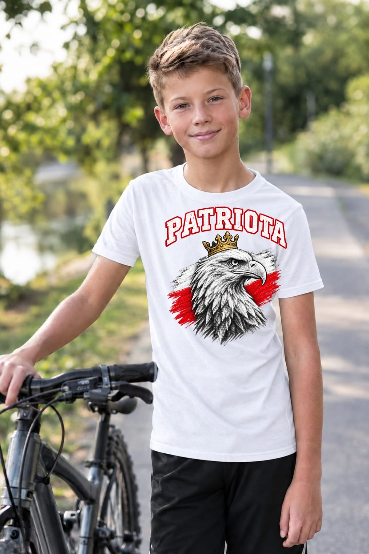 Koszulka patriotyczna dla dziecka dla chłopca biała Patriota orzeł z koroną, zdjęcie 4
