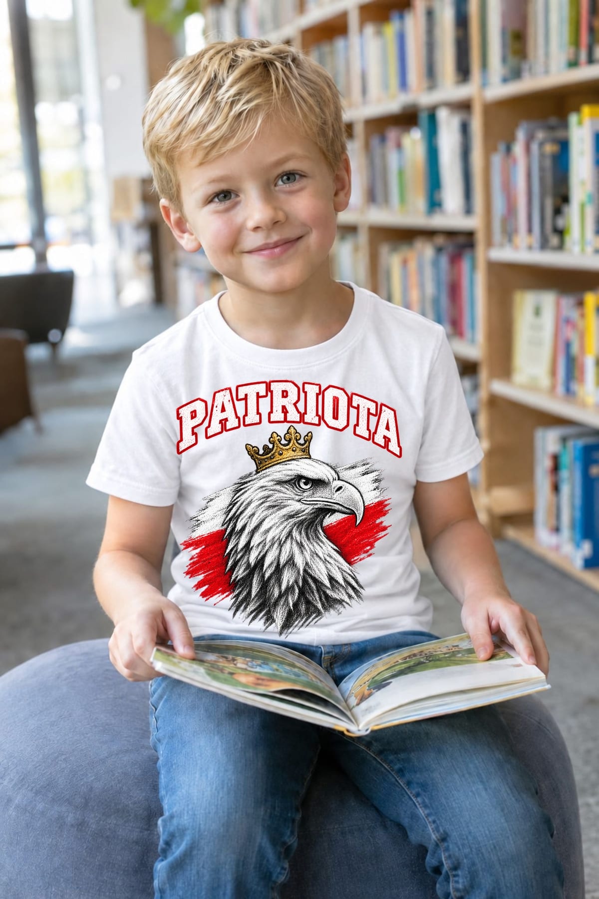 Koszulka patriotyczna dla dziecka dla chłopca biała Patriota orzeł z koroną, zdjęcie 8