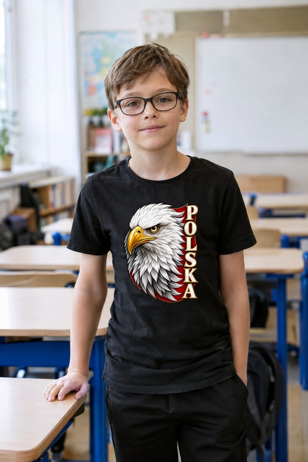 Koszulka patriotyczna dla dziecka dla chłopca czarna orzeł bielik Polska, zdjęcie 4