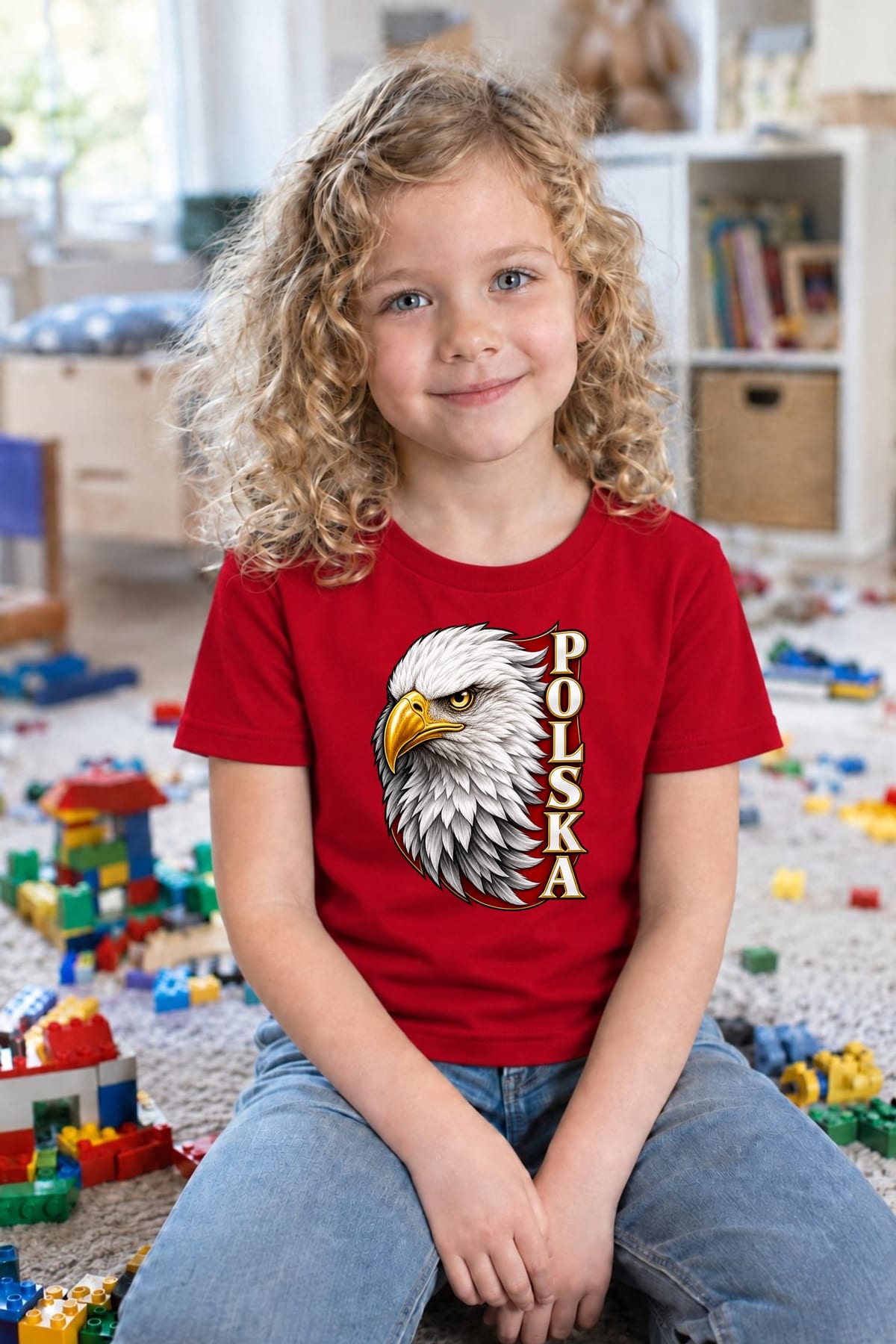 Koszulka patriotyczna dla dziecka dla dziewczynki czerwona orzeł bielik, zdjęcie 8