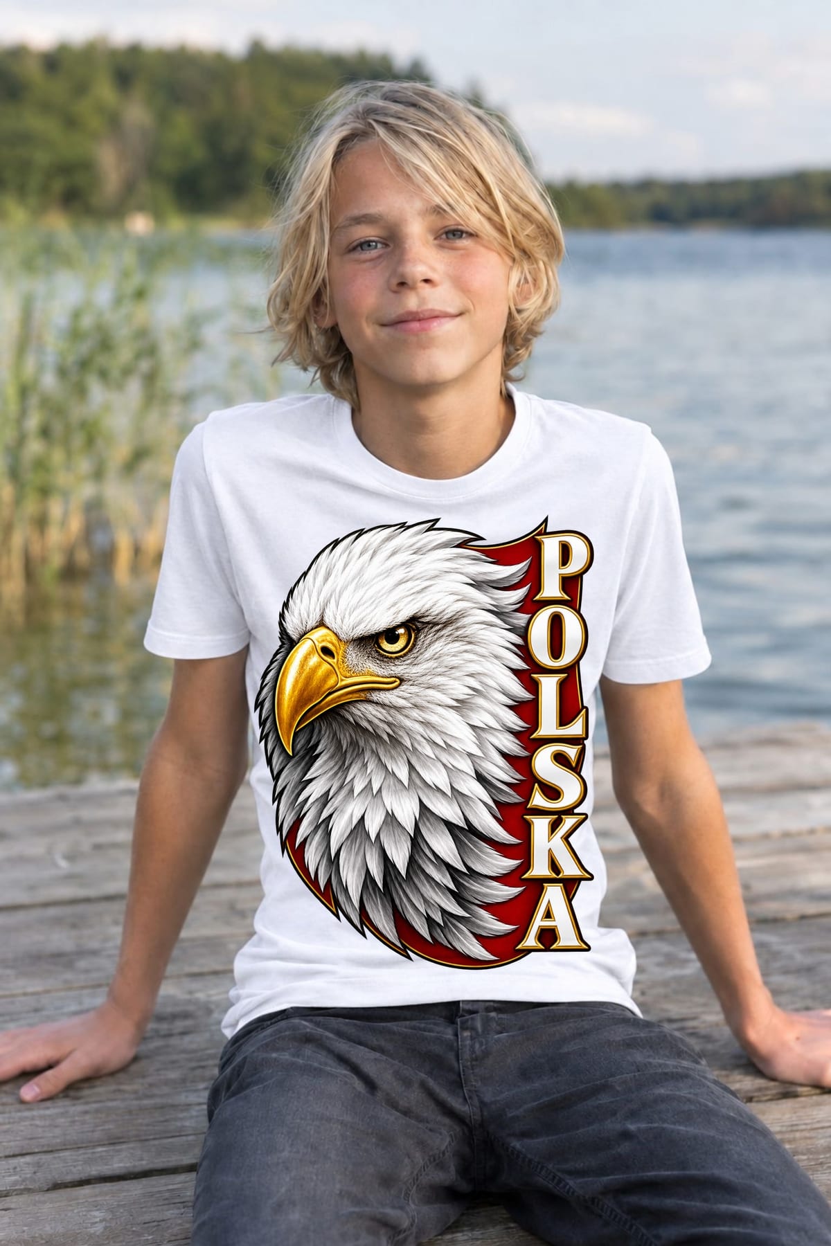 Koszulka patriotyczna dla dziecka dla chłopca biała orzeł bielik Polska, zdjęcie 5