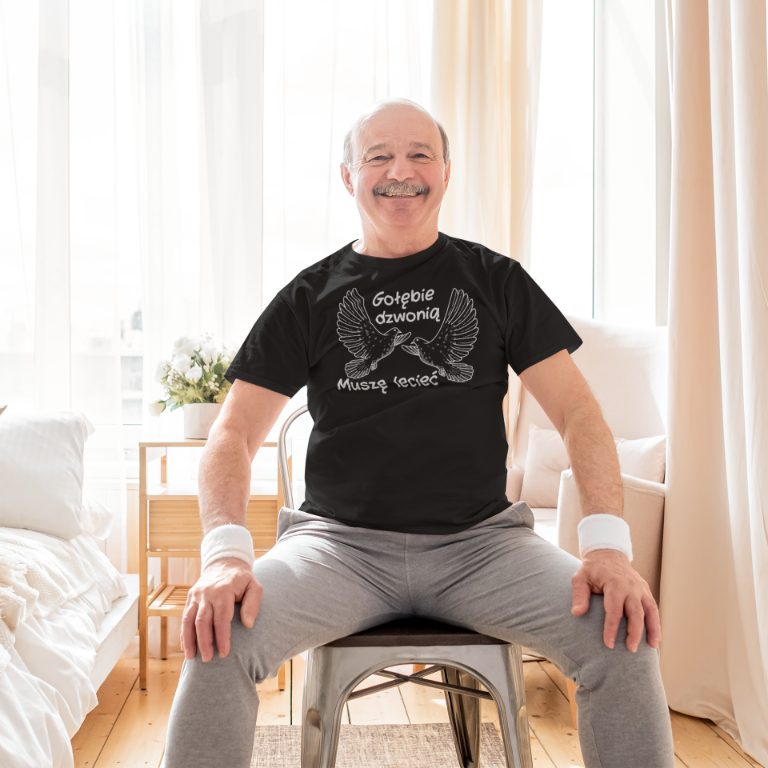 Koszulka Gołębie dzwonią muszę lecieć czarna, zdjęcie 4