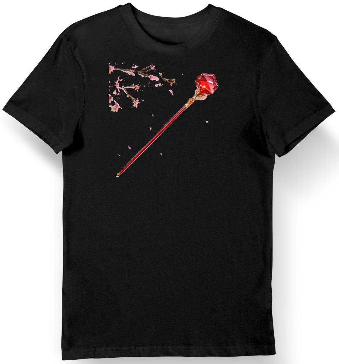 Koszulka męska czarna z wzorem Czarodziejki Sakura