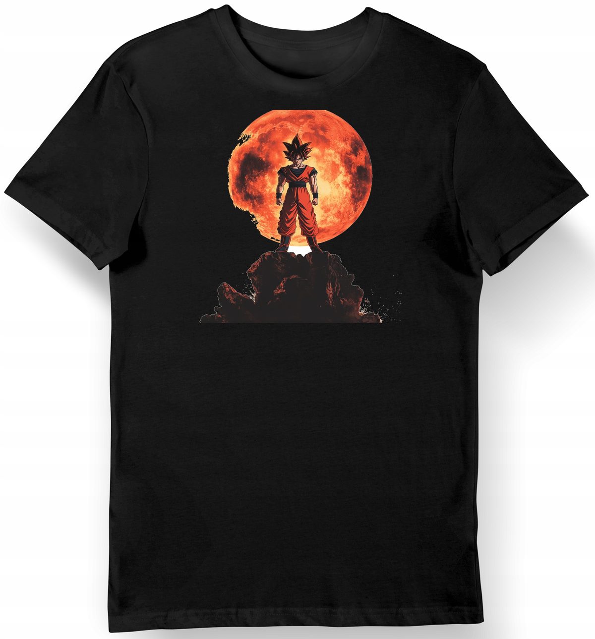 Koszulka męska czarna Ogień Goku w stylu shōnen