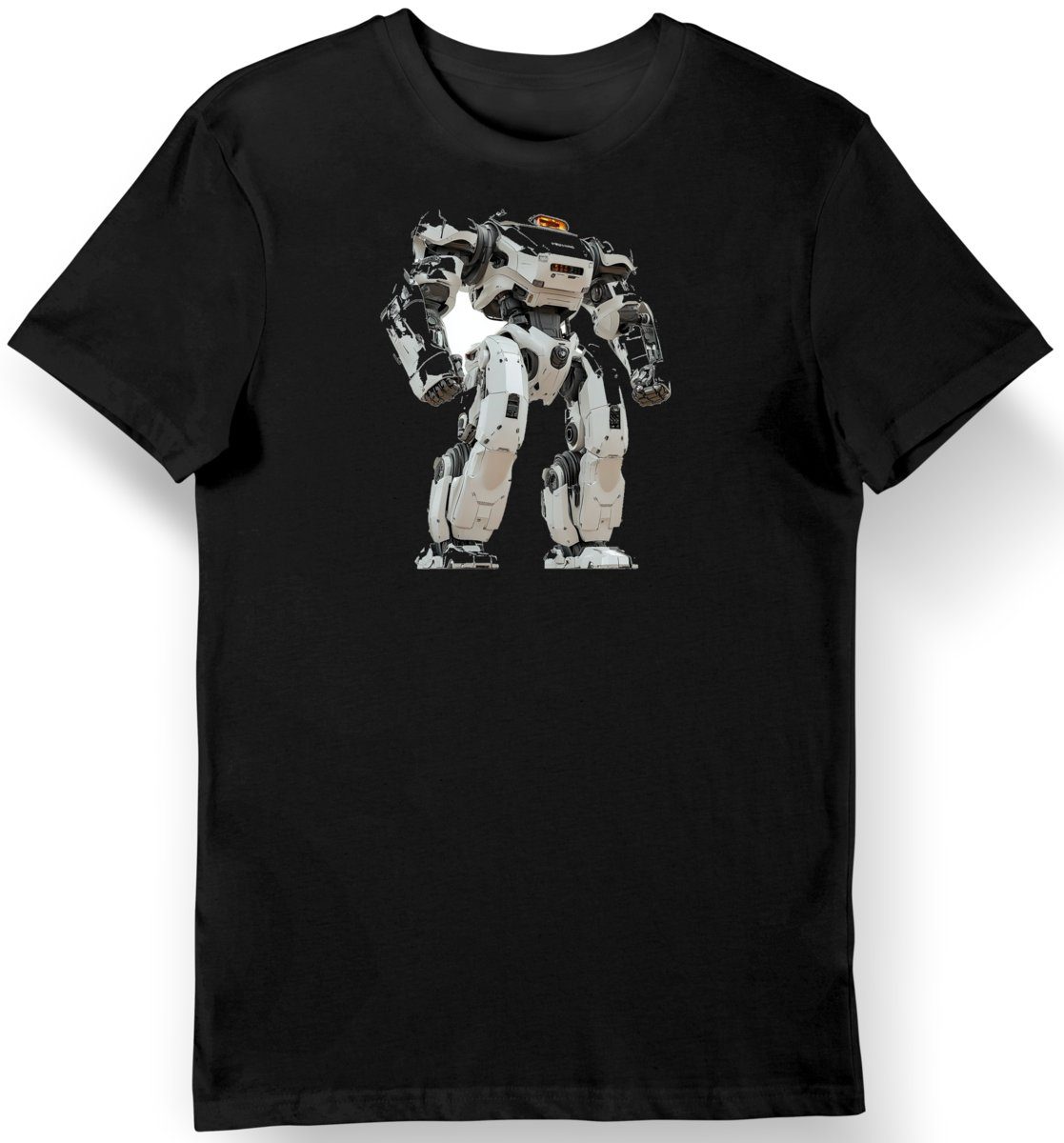 Koszulka męska czarna Rugged Mecha, styl anime Patlabor