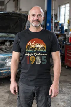 Koszulka męska czarna Vintage Edycja Limitowana rocznik 1985 prezent na urodziny