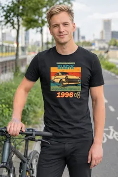 Koszulka męska czarna ponadczasowy klasyk rocznik 1996 retro auto prezent na urodziny