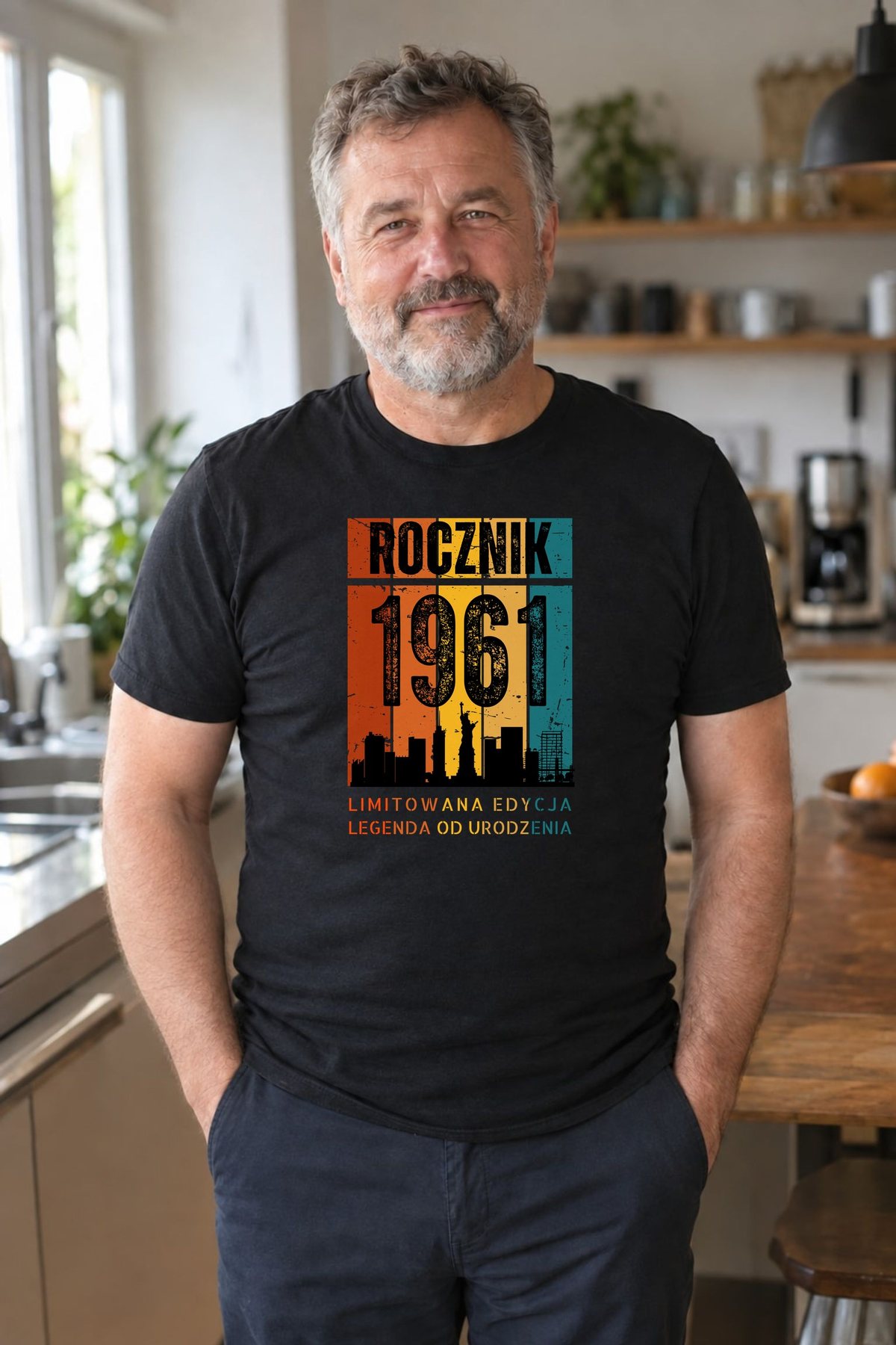 Koszulka męska czarna Rocznik 1961 Legenda od urodzenia prezent na urodziny