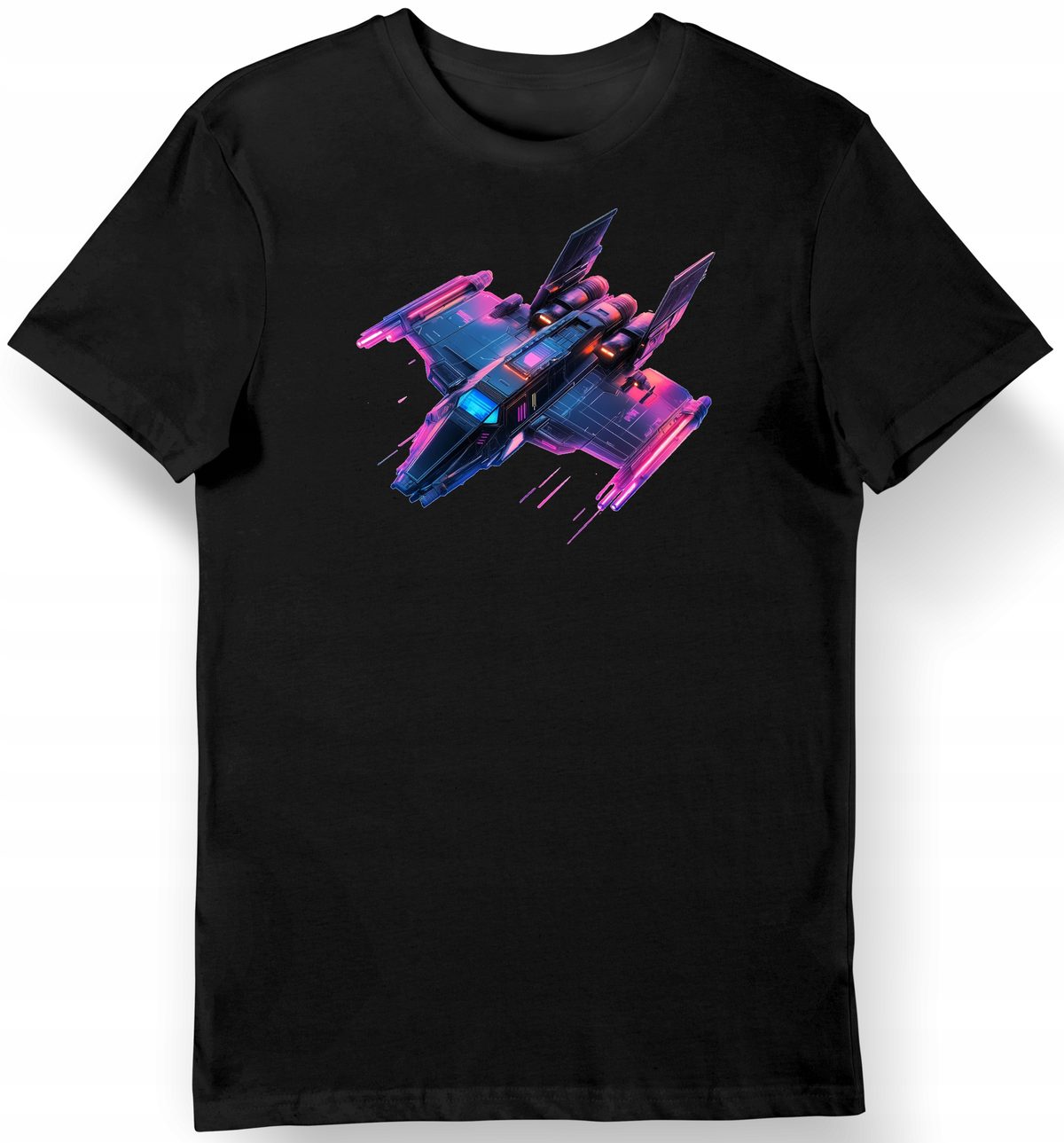 Koszulka męska czarna Futurystyczny Retro Statek z Anime Cowboy Bebop