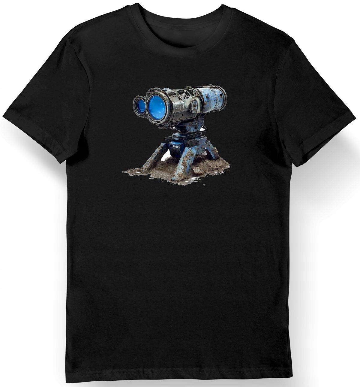 Koszulka męska czarna Wizerunek Votoms Scope w stylu mecha anime