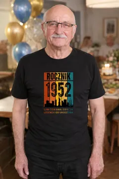 Koszulka męska czarna Rocznik 1952 Legenda od urodzenia prezent na urodziny