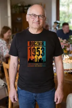 Koszulka męska czarna Rocznik 1953 Legenda od urodzenia prezent na urodziny