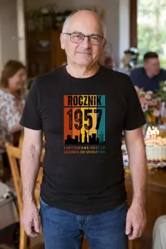 Koszulka męska czarna Rocznik 1957 Legenda od urodzenia prezent na urodziny