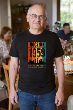 Koszulka męska czarna Rocznik 1959 Legenda od urodzenia prezent na urodziny