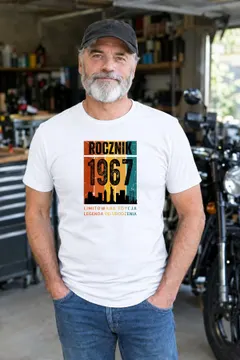 Koszulka męska biała Rocznik 1967 Legenda od urodzenia prezent na urodziny