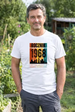 Koszulka męska biała Rocznik 1968 Legenda od urodzenia prezent na urodziny