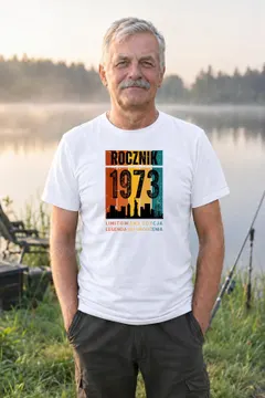 Koszulka męska biała Rocznik 1973 Legenda od urodzenia prezent na urodziny