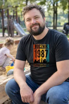 Koszulka męska czarna Rocznik 1987 Legenda od urodzenia prezent na urodziny